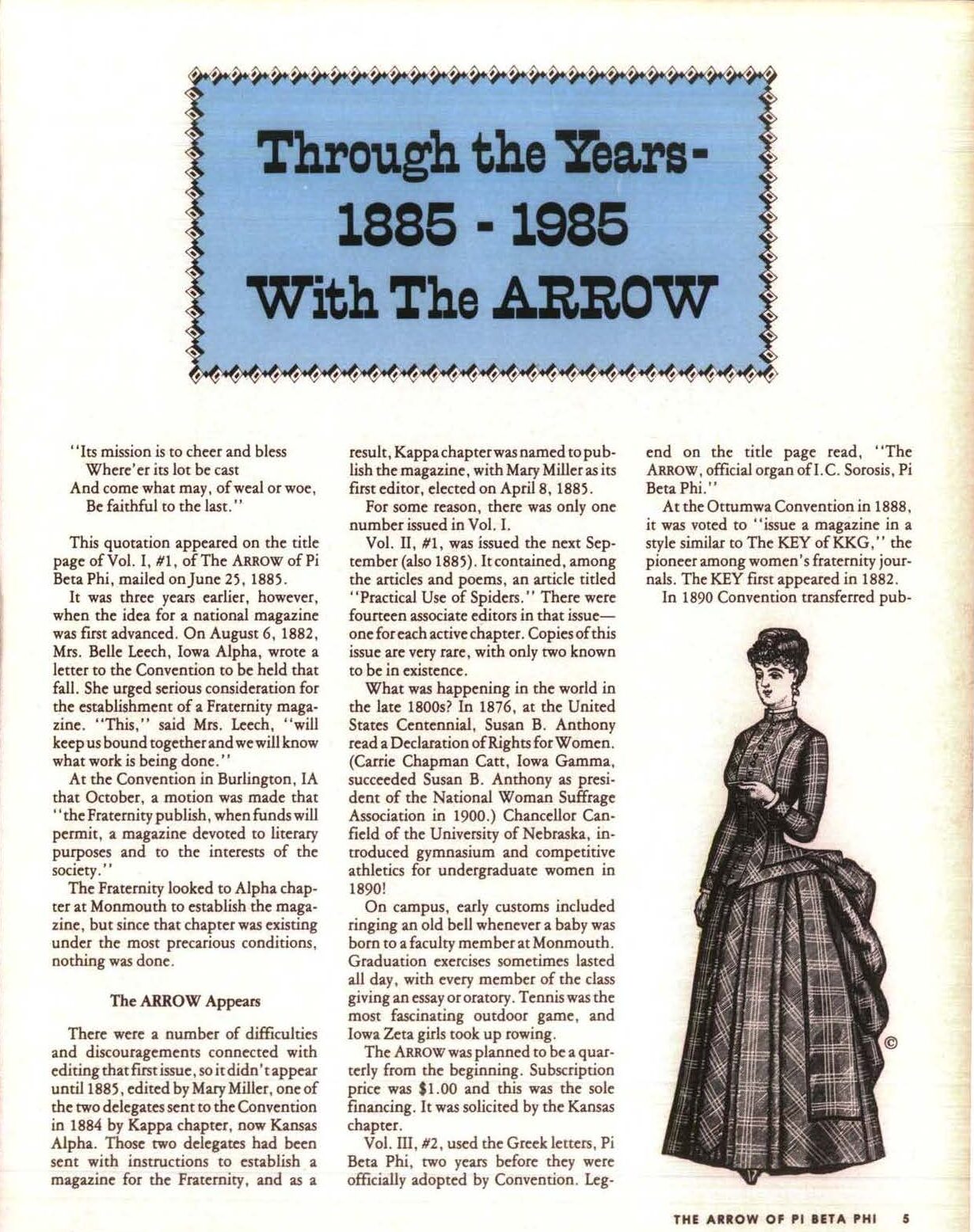 A magazine article titled Through the Years 1885-1985 With The Arrow