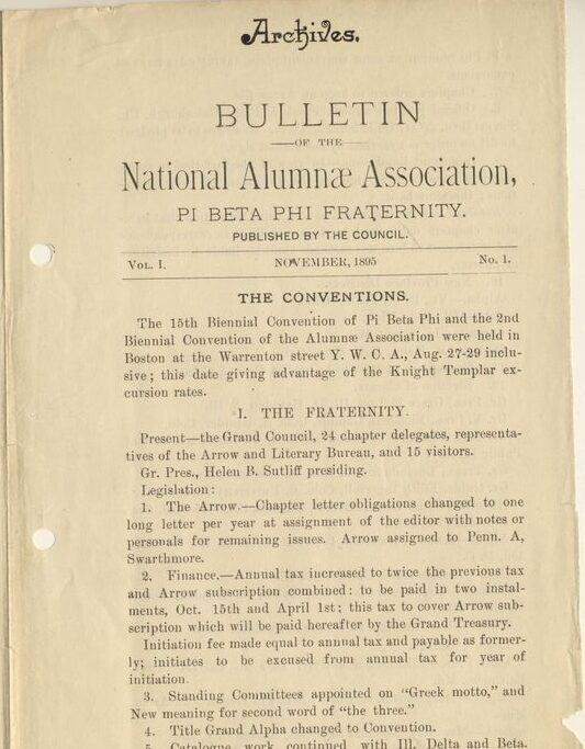 Bulletin for early National Alumnae Association