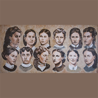 Composite painting of the 12 Pi Phi founders
