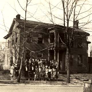 Group of people outside of Holt House